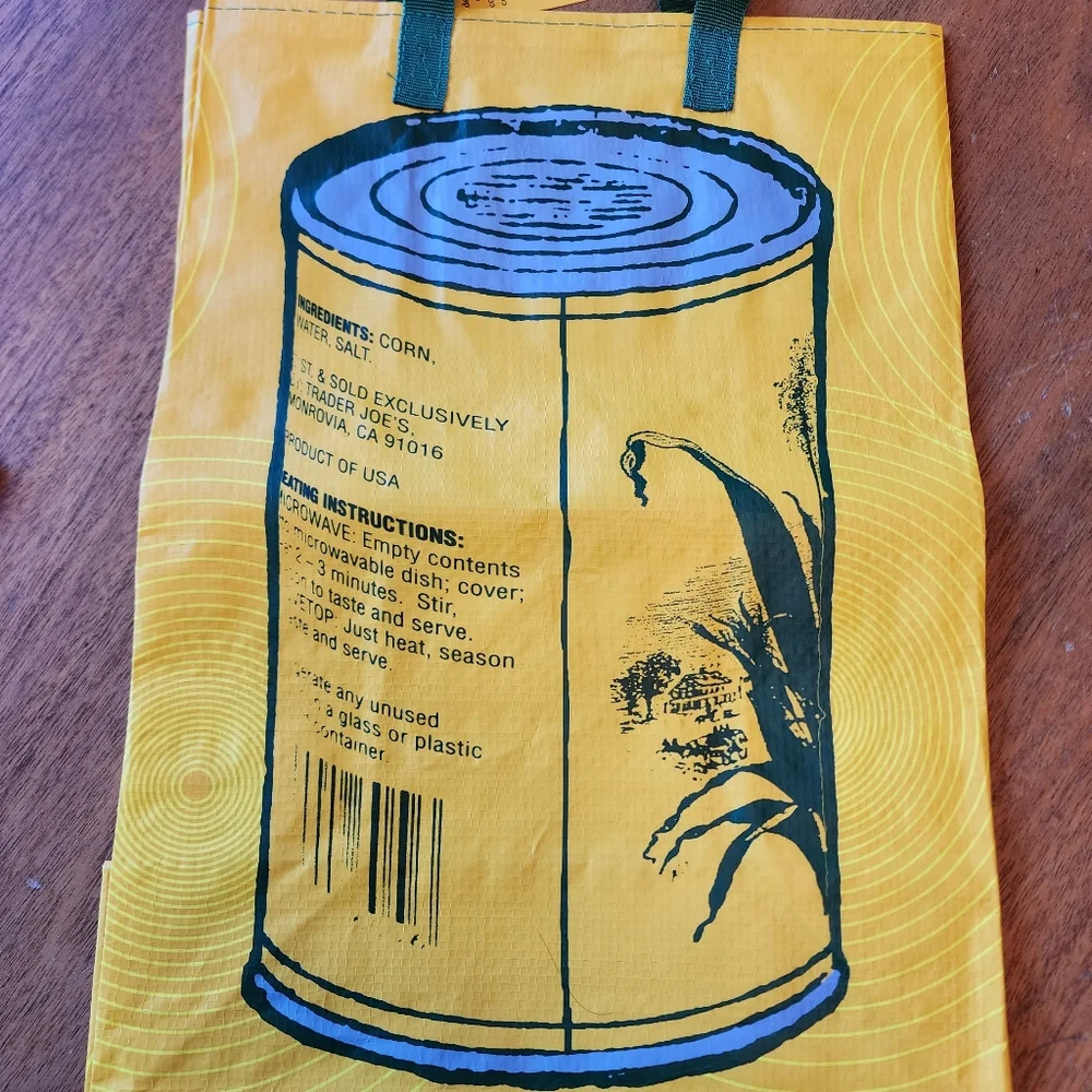 Trader Joe's Yellow Corn Design Garment Bag NWT